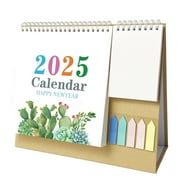 Small Desk Calendar 2025 Standing Flip With Stickers and Planner Stand up Desktop Monthly Calendar